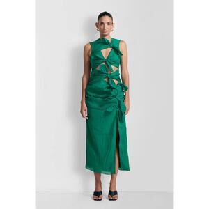 The Wolf Gang Allegra Green Cutout Bow Tie Midi Dress Size Small